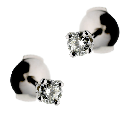 Boucles d'oreilles en or gris, diamant, 4 griffes