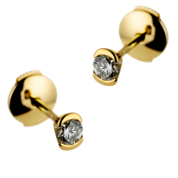 Boucles d'oreilles en or jaune, diamant , serti demi clos