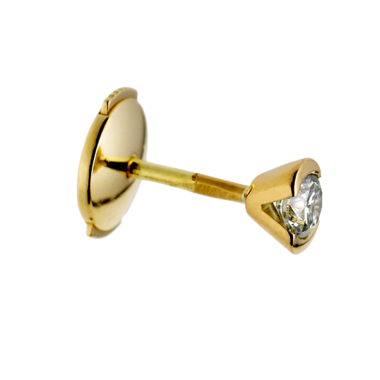 Boucles d'oreilles en or jaune, diamant , serti demi clos