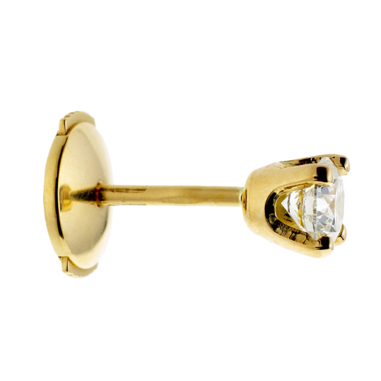 Boucles d'oreilles en or jaune, diamant, 4 griffes Boucles d'oreilles en or jaune, diamant, 4 griffes