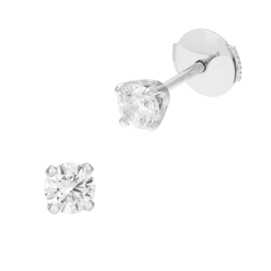 Boucles d'oreilles en or gris, diamant, 4 griffes