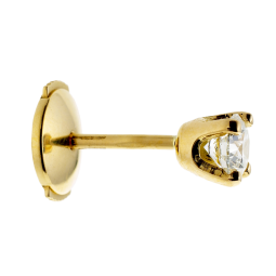 Boucles d'oreilles en or jaune, diamant, 4 griffes