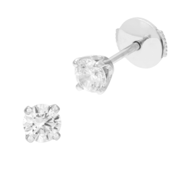 Boucles d'oreilles en or gris, diamant, 4 griffes