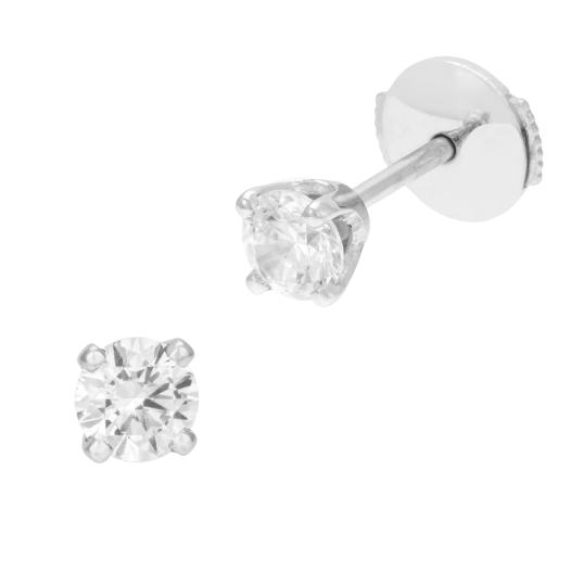 Boucles d'oreilles en or gris, diamant, 4 griffes