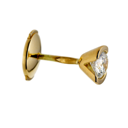 Boucles d'oreilles en or jaune, diamant, serti demi clos