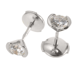 Boucles d'oreilles en or gris, diamant, serti demi clos