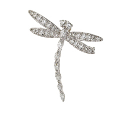 Broche libellule en or gris et diamants