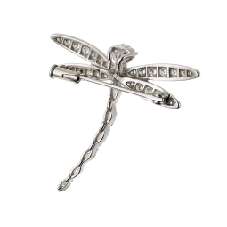 Broche libellule en or gris et diamants