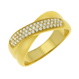 Bague en plaqué or et oxydes de zirconium
