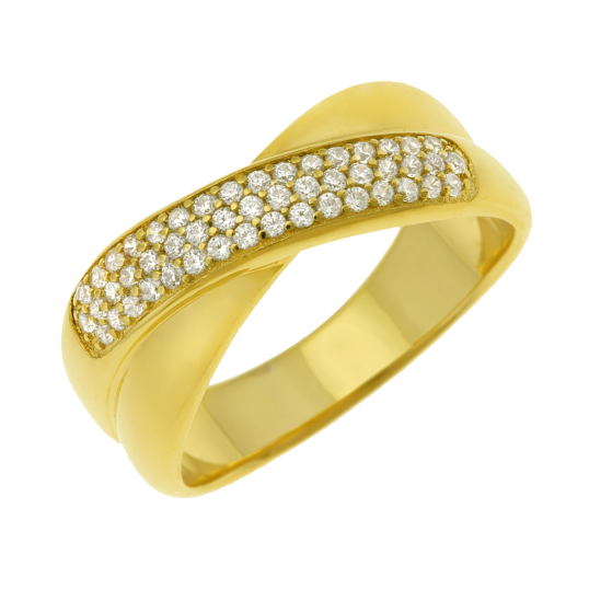 Bague en plaqué or et oxydes de zirconium