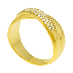 Bague en plaqué or et oxydes de zirconium