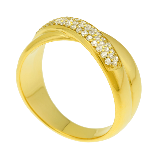 Bague en plaqué or et oxydes de zirconium