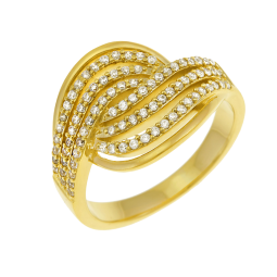 Bague en plaqué or, oxydes de zirconium