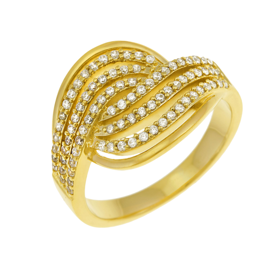 Bague en plaqué or, oxydes de zirconium