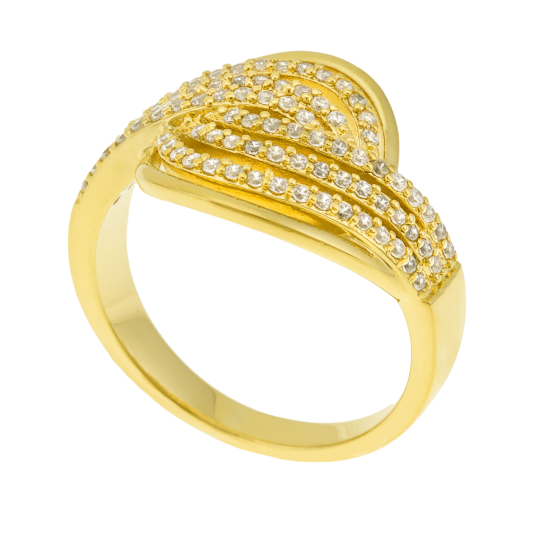 Bague en plaqué or, oxydes de zirconium