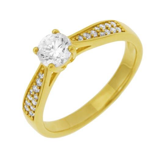 Bague en plaqué or, oxydes de zirconium