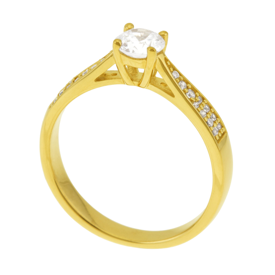 Bague en plaqué or, oxydes de zirconium