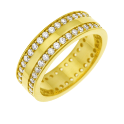 Bague en plaqué or, oxydes de zirconium