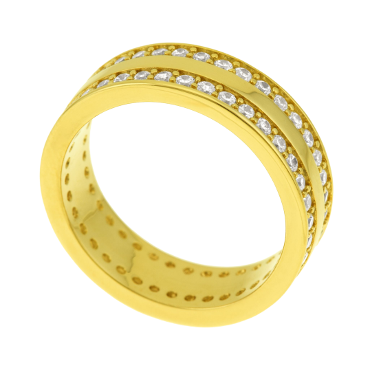 Bague en plaqué or, oxydes de zirconium
