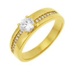 Bague en plaqué or, oxydes de zirconium