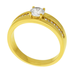 Bague en plaqué or, oxydes de zirconium