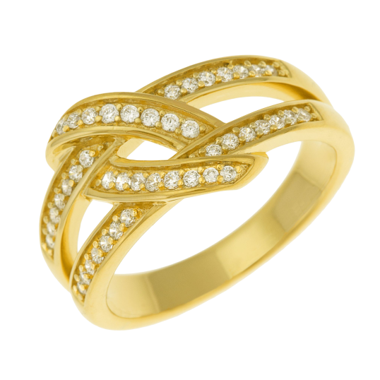 Bague en plaqué or, oxydes de zirconium