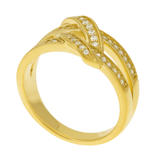 Bague en plaqué or, oxydes de zirconium