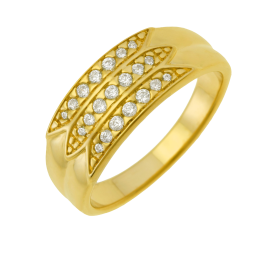 Bague plaqué or et oxydes de zirconium