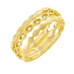 Bague en plaqué or et oxydes de zirconium