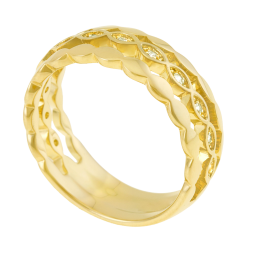 Bague en plaqué or et oxydes de zirconium