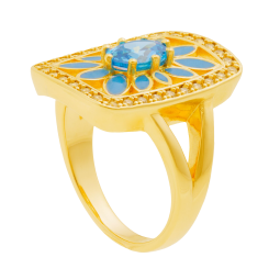 Bague en plaqué or, oxydes de zirconium et laque