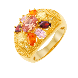 Bague en plaqué or et oxydes de zirconium