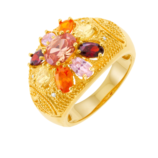 Bague en plaqué or et oxydes de zirconium