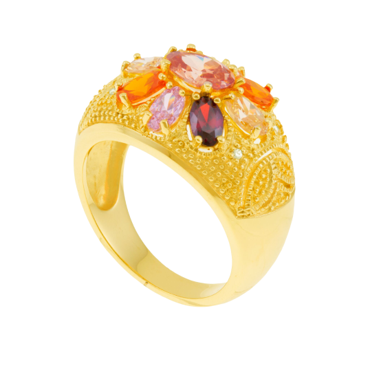 Bague en plaqué or et oxydes de zirconium