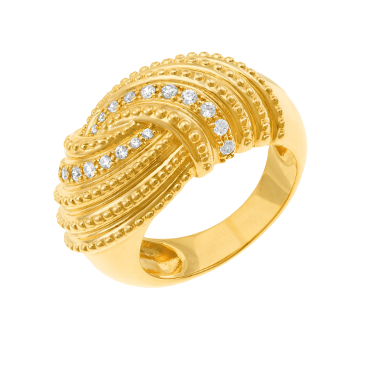 Bague en plaqué or et oxydes de zirconium