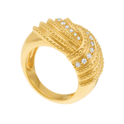 Bague en plaqué or et oxydes de zirconium