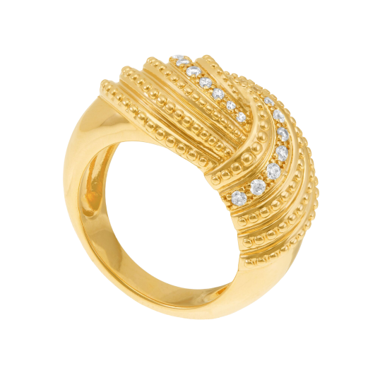 Bague en plaqué or et oxydes de zirconium