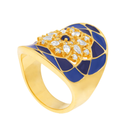 Bague en plaqué or, oxydes de zirconium et laque
