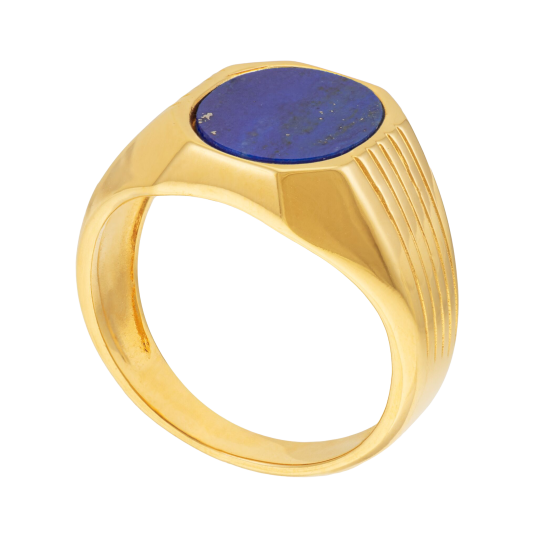 Bague en plaqué or et lapis lazuli