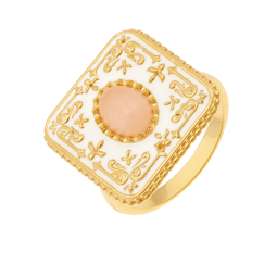 Bague en plaqué or, verre et laque