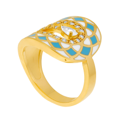 Bague en plaqué or, oxydes de zirconium et laque 