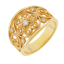 Bague en plaqué or et oxydes de zirconium