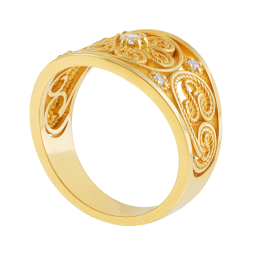 Bague en plaqué or et oxydes de zirconium
