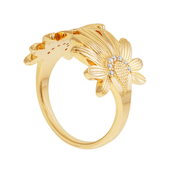 Bague en plaqué or et oxydes de zirconium