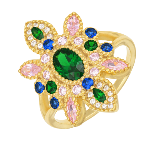 Bague en plaqué or et oxydes de zirconium