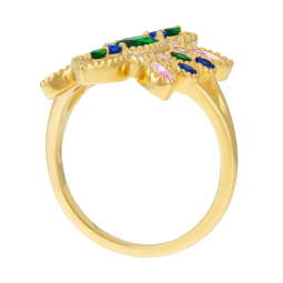 Bague en plaqué or et oxydes de zirconium