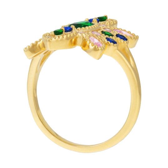 Bague en plaqué or et oxydes de zirconium