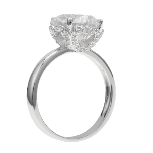 Bague en argent rhodié, coeurs et oxydes de zirconium