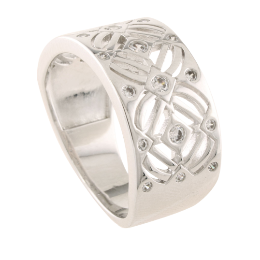 Bague en argent rhodié et oxydes de zirconium