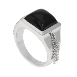 Bague en argent rhodié et onyx
